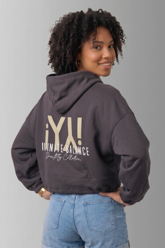 Women's cropped oversized hoodie - Charcoal