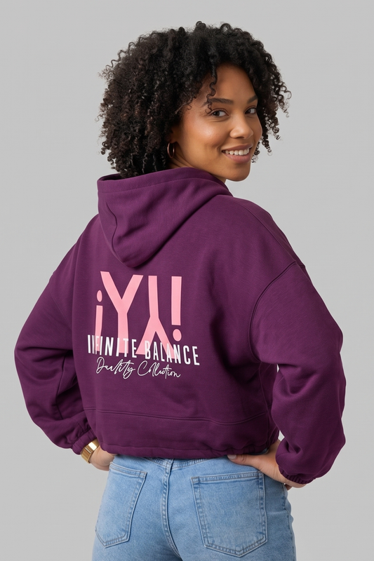 Women's cropped oversized hoodie - Mulberry