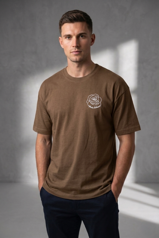 Mens Rose Loose Fit T-Shirt - Toffee