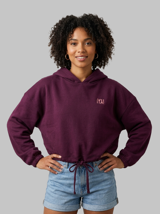 Women's cropped oversized hoodie - Mulberry