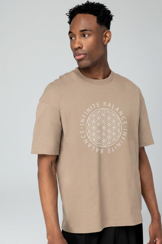 Mens Flower Of Life Loose Fit T-Shirt - Driftwood