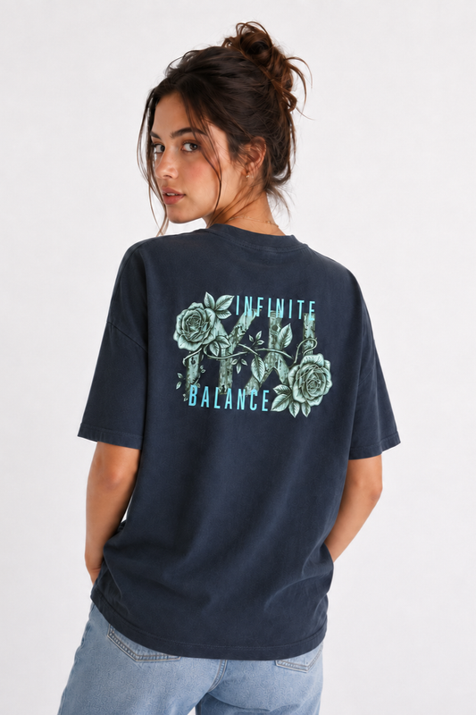 Women's Rose Collection Roll-Up Sleeve T-Shirt- Navy Blue
